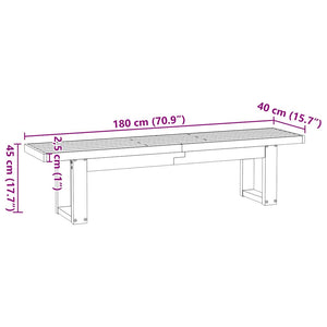 vidaXL Dining Bench NOAIN U-Shaped Legs 180x40x45 cm Solid Wood Pine