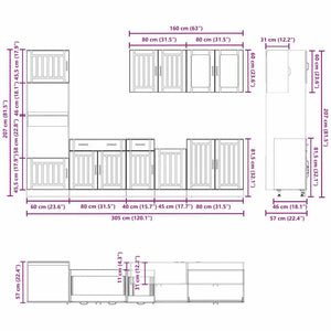 vidaXL 7 Piece Kitchen Cabinet Set Kalmar Brown Oak Engineered Wood