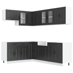 vidaXL 11 Piece Kitchen Cabinet Set Kalmar Black Engineered Wood