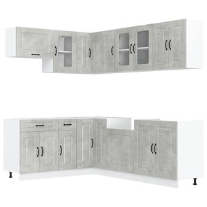 vidaXL 11 Piece Kitchen Cabinet Set Kalmar Concrete Grey Engineered Wood