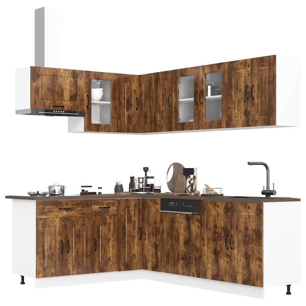 vidaXL 11 Piece Kitchen Cabinet Set Kalmar Smoked Oak Engineered Wood