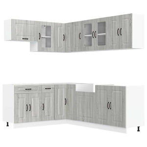 vidaXL 11 Piece Kitchen Cabinet Set Kalmar Grey Sonoma Engineered Wood