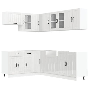 vidaXL 11 Piece Kitchen Cabinet Set Lucca Gloss White Engineered Wood