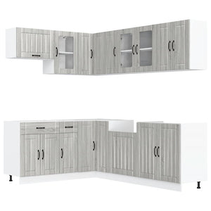 vidaXL 11 Piece Kitchen Cabinet Set Lucca Grey Sonoma Engineered Wood