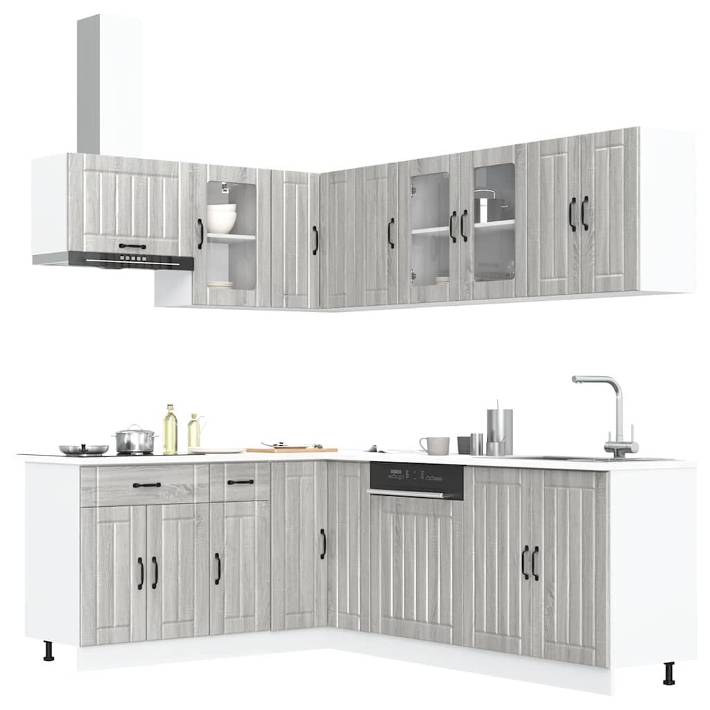 vidaXL 11 Piece Kitchen Cabinet Set Lucca Grey Sonoma Engineered Wood