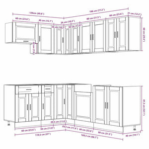 vidaXL 11 Piece Kitchen Cabinet Set Porto White Engineered Wood