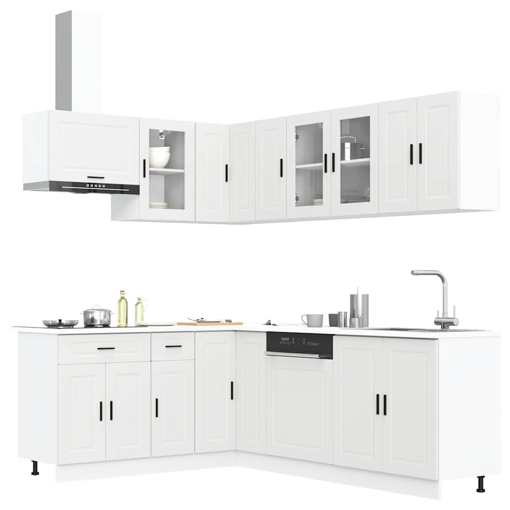 vidaXL 11 Piece Kitchen Cabinet Set Porto White Engineered Wood