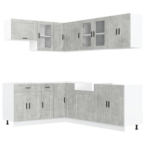 vidaXL 11 Piece Kitchen Cabinet Set Porto Concrete Grey Engineered Wood