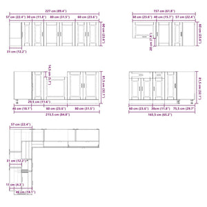 vidaXL 11 Piece Kitchen Cabinet Set Porto Smoked Oak Engineered Wood