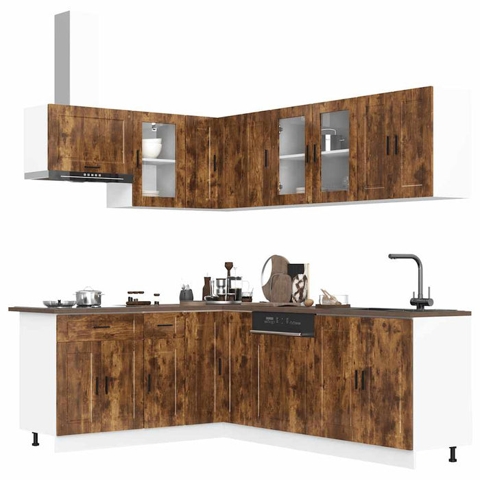 vidaXL 11 Piece Kitchen Cabinet Set Porto Smoked Oak Engineered Wood