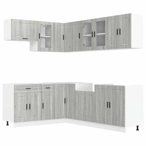 vidaXL 11 Piece Kitchen Cabinet Set Porto Grey Sonoma Engineered Wood