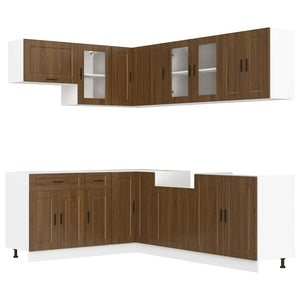 vidaXL 11 Piece Kitchen Cabinet Set Porto Brown Oak Engineered Wood