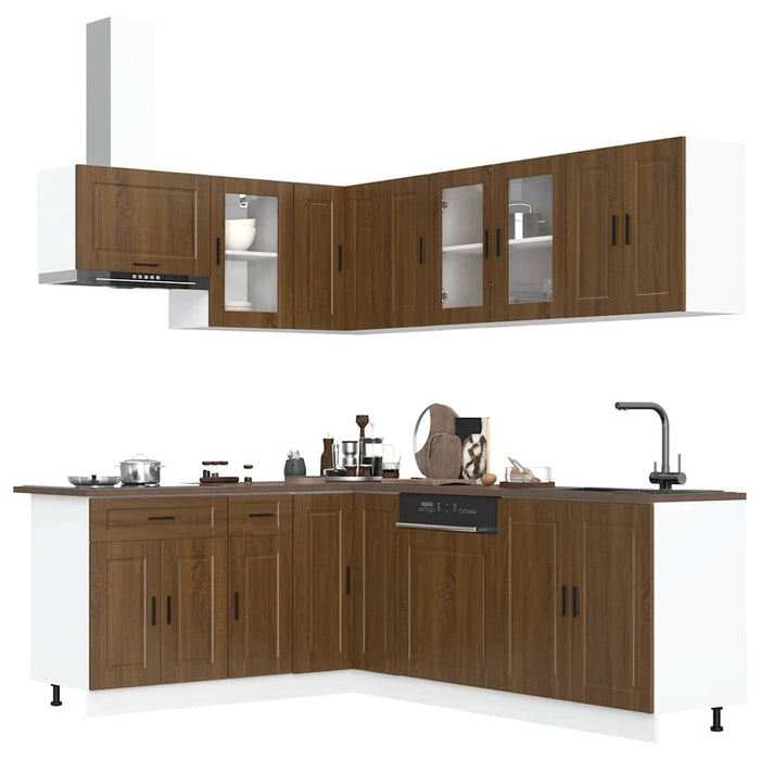 vidaXL 11 Piece Kitchen Cabinet Set Porto Brown Oak Engineered Wood