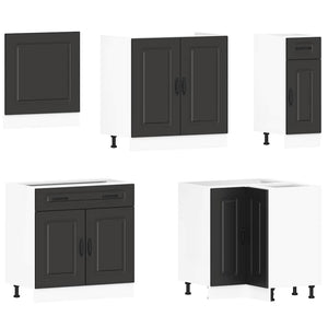 vidaXL 11 Piece Kitchen Cabinet Set Kalmar Black Engineered Wood