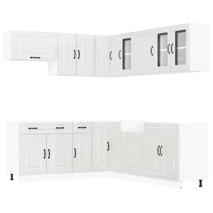 vidaXL 11 Piece Kitchen Cabinet Set Kalmar Gloss White Engineered Wood