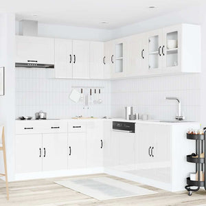 vidaXL 11 Piece Kitchen Cabinet Set Kalmar Gloss White Engineered Wood