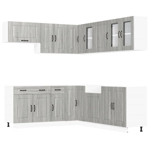 vidaXL 11 Piece Kitchen Cabinet Set Kalmar Grey Sonoma Engineered Wood