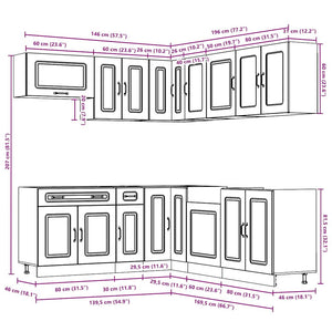 vidaXL 11 Piece Kitchen Cabinet Set Kalmar Grey Sonoma Engineered Wood