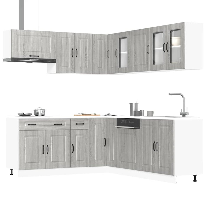 vidaXL 11 Piece Kitchen Cabinet Set Kalmar Grey Sonoma Engineered Wood