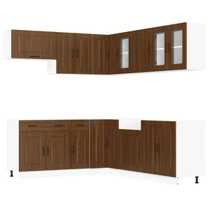 vidaXL 11 Piece Kitchen Cabinet Set Kalmar Brown Oak Engineered Wood