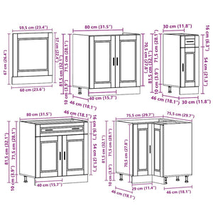 vidaXL 11 Piece Kitchen Cabinet Set Porto White Engineered Wood