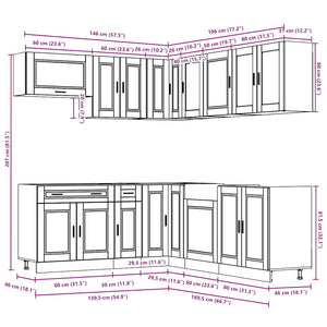 vidaXL 11 Piece Kitchen Cabinet Set Porto White Engineered Wood