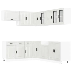 vidaXL 11 Piece Kitchen Cabinet Set Porto Gloss White Engineered Wood