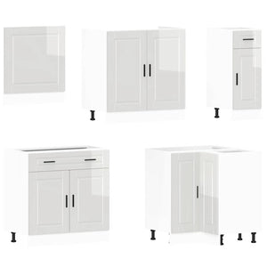 vidaXL 11 Piece Kitchen Cabinet Set Porto Gloss White Engineered Wood