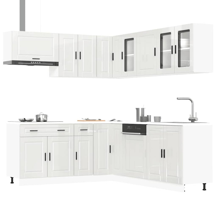 vidaXL 11 Piece Kitchen Cabinet Set Porto Gloss White Engineered Wood