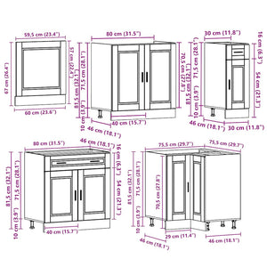 vidaXL 11 Piece Kitchen Cabinet Set Porto Concrete Grey Engineered Wood