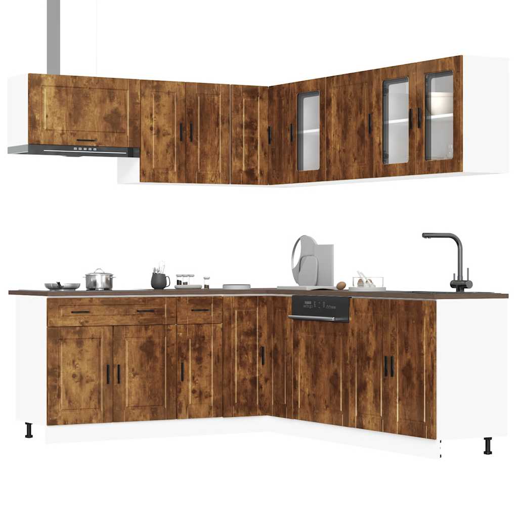 vidaXL 11 Piece Kitchen Cabinet Set Porto Smoked Oak Engineered Wood