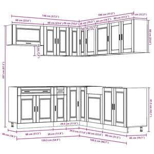 vidaXL 11 Piece Kitchen Cabinet Set Porto Brown Oak Engineered Wood