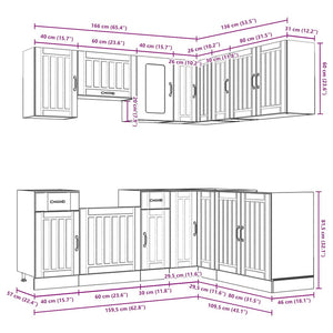 vidaXL 11 Piece Kitchen Cabinet Set Kalmar White Engineered Wood