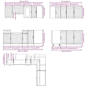 vidaXL 11 Piece Kitchen Cabinet Set Kalmar Black Engineered Wood