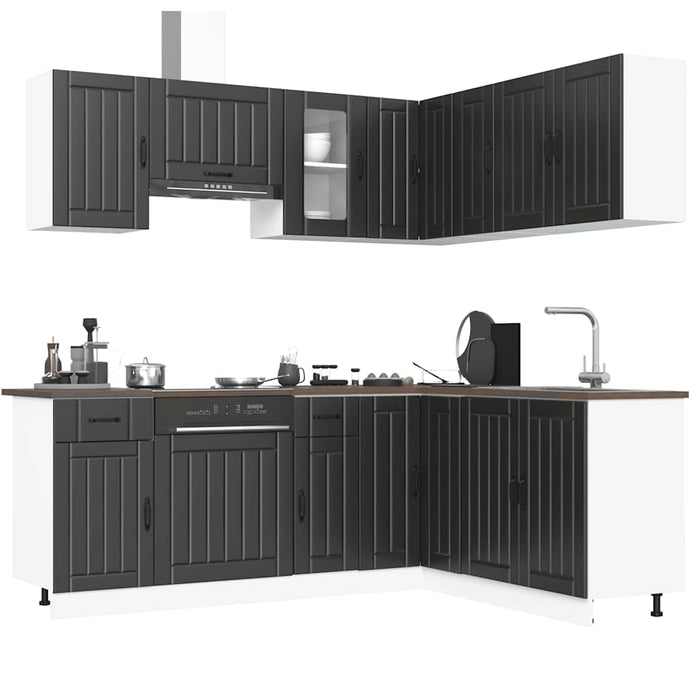 vidaXL 11 Piece Kitchen Cabinet Set Kalmar Black Engineered Wood