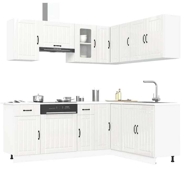 vidaXL 11 Piece Kitchen Cabinet Set Kalmar Gloss White Engineered Wood