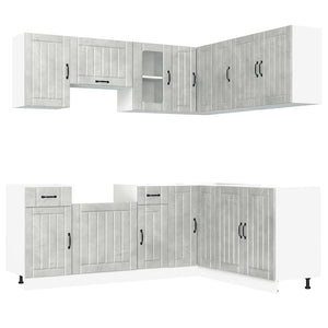 vidaXL 11 Piece Kitchen Cabinet Set Kalmar Concrete Grey Engineered Wood