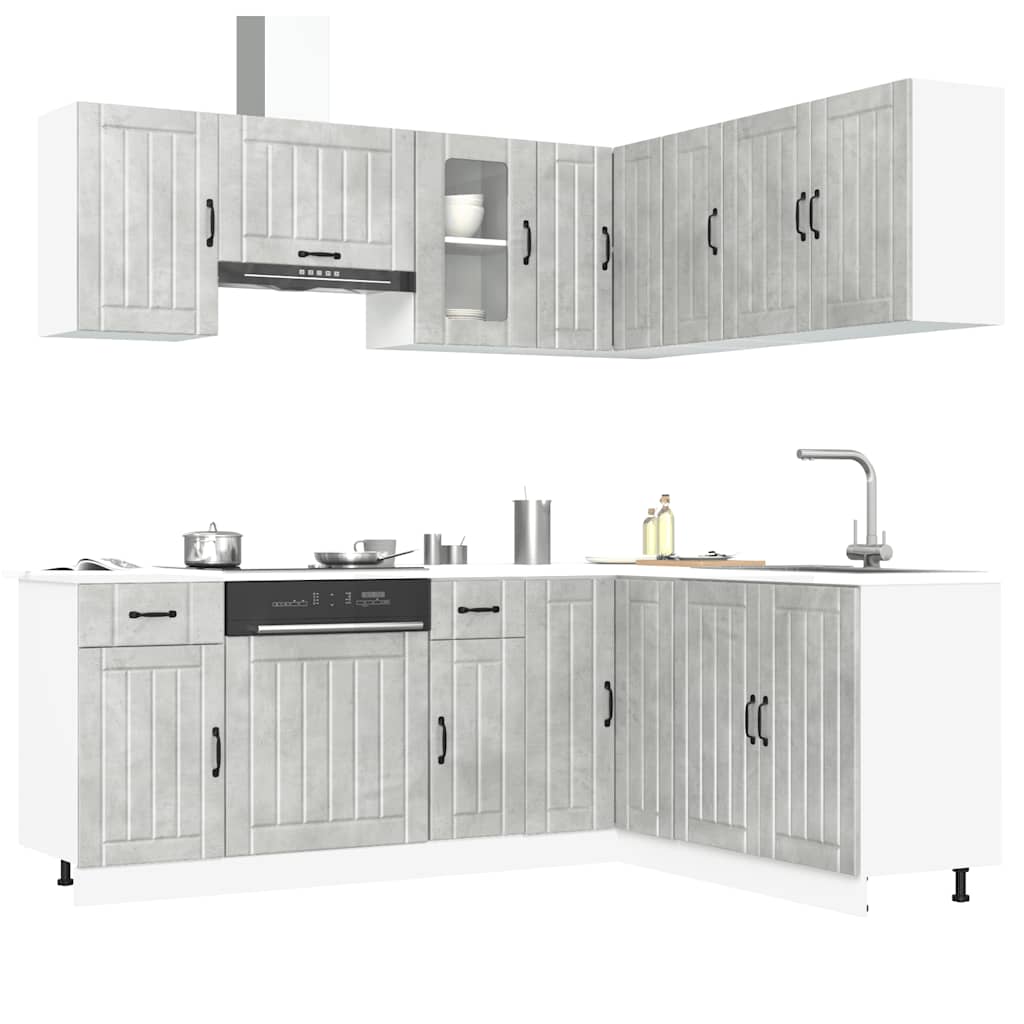 vidaXL 11 Piece Kitchen Cabinet Set Kalmar Concrete Grey Engineered Wood