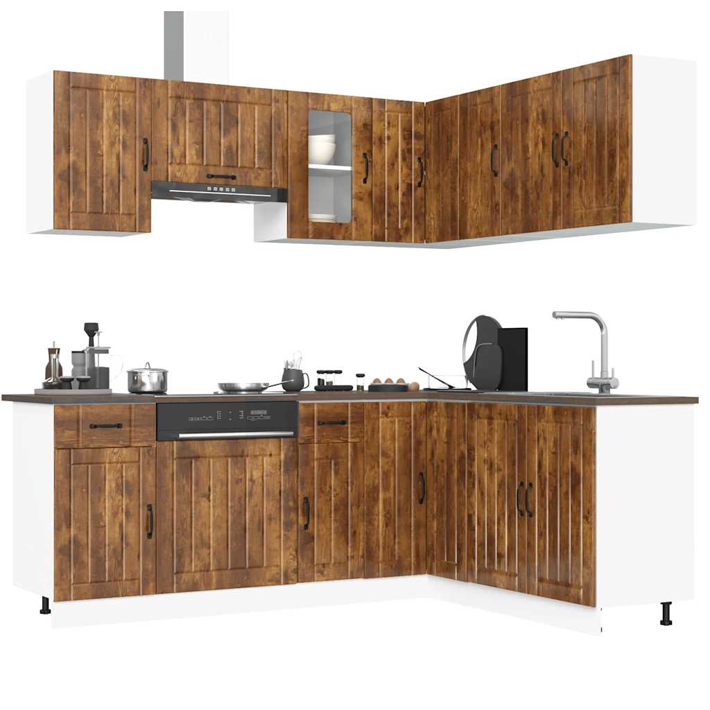 vidaXL 11 Piece Kitchen Cabinet Set Kalmar Smoked Oak Engineered Wood