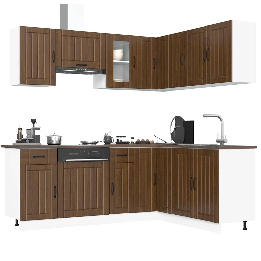 vidaXL 11 Piece Kitchen Cabinet Set Kalmar Brown Oak Engineered Wood