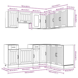 vidaXL 11 Piece Kitchen Cabinet Set Lucca White Engineered Wood