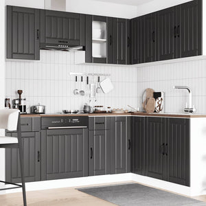 vidaXL 11 Piece Kitchen Cabinet Set Lucca Black Engineered Wood