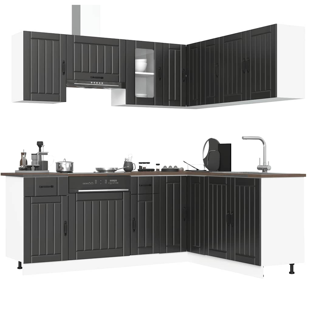 vidaXL 11 Piece Kitchen Cabinet Set Lucca Black Engineered Wood