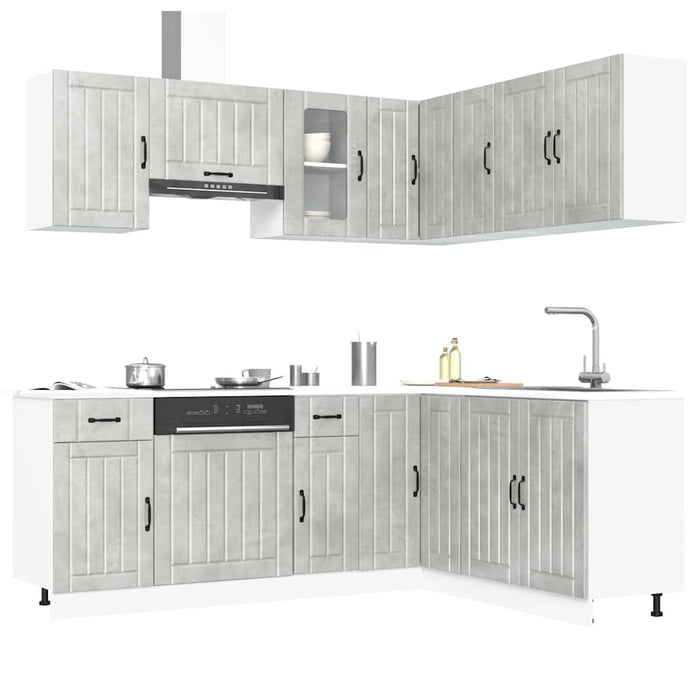 vidaXL 11 Piece Kitchen Cabinet Set Lucca Concrete Grey Engineered Wood