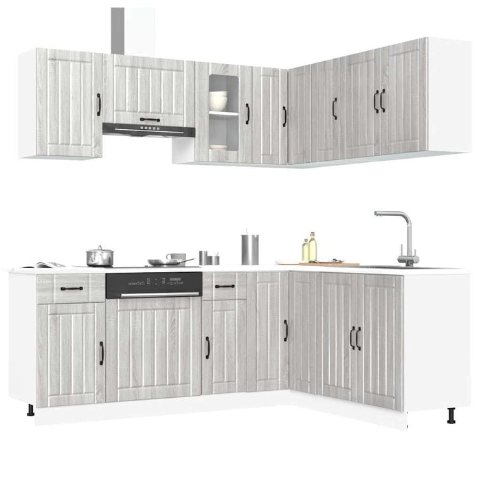 vidaXL 11 Piece Kitchen Cabinet Set Lucca Grey Sonoma Engineered Wood