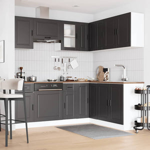 vidaXL 11 Piece Kitchen Cabinet Set Porto Black Engineered Wood