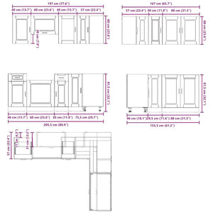 vidaXL 11 Piece Kitchen Cabinet Set Porto Black Engineered Wood