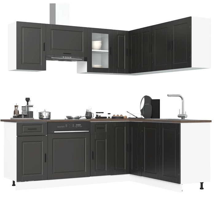 vidaXL 11 Piece Kitchen Cabinet Set Porto Black Engineered Wood