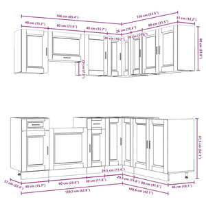 vidaXL 11 Piece Kitchen Cabinet Set Porto Gloss White Engineered Wood