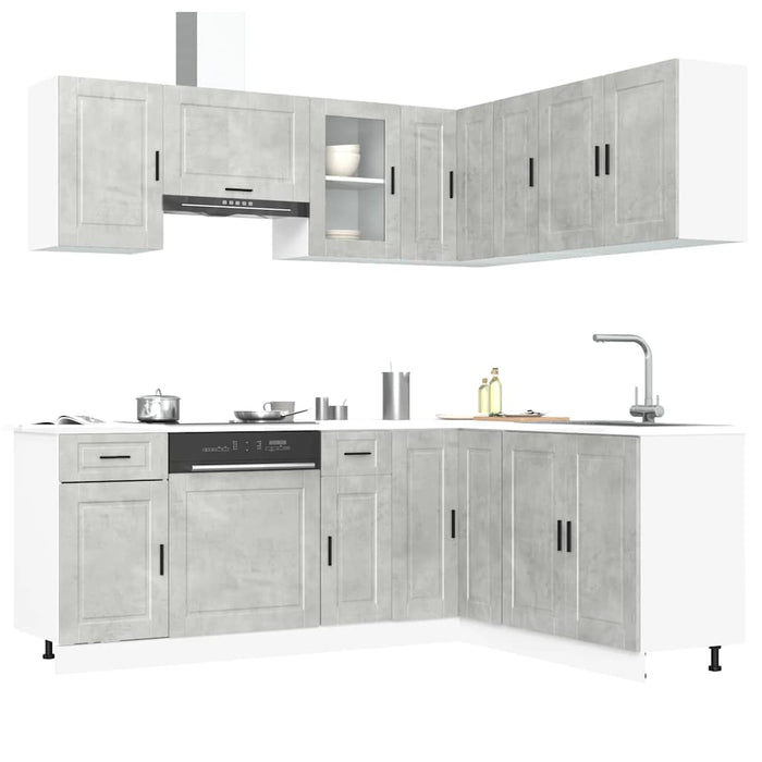 vidaXL 11 Piece Kitchen Cabinet Set Porto Concrete Grey Engineered Wood